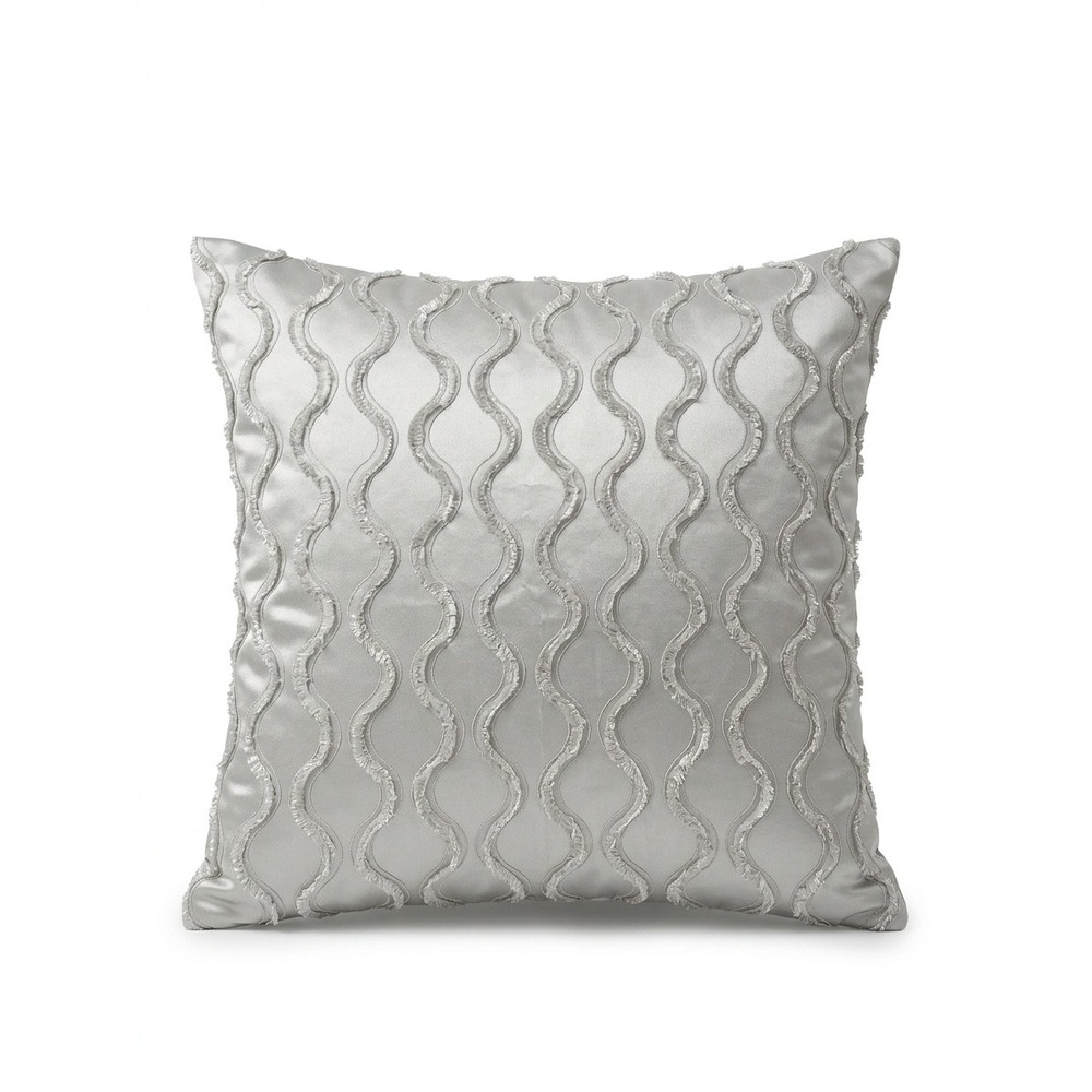 Isabella Collection Kathy Fielder Silver Wavy Ruffle Throw Pillow Cover 26x26